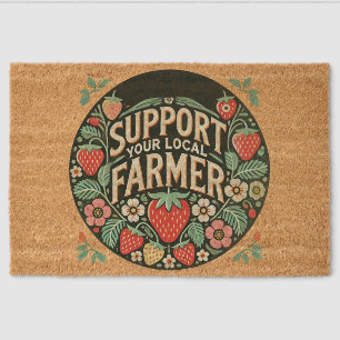 Support your Local Farmer Strawberries Fiber Doormat