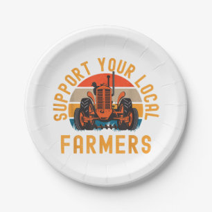 Support Your Local Farmers, Farm And Ranch Life Tr Paper Plates