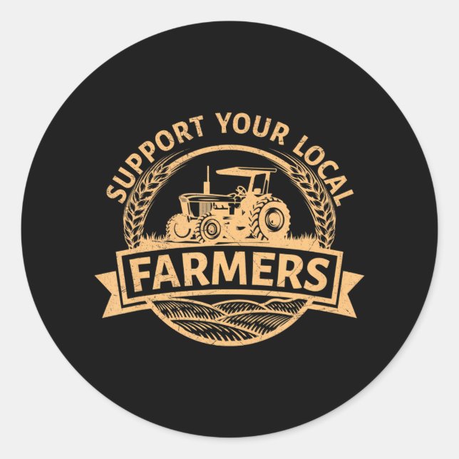 Support your local Farmers Harvest Farming Barn Classic Round Sticker (Front)