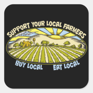Support Your Local Farmers Square Sticker