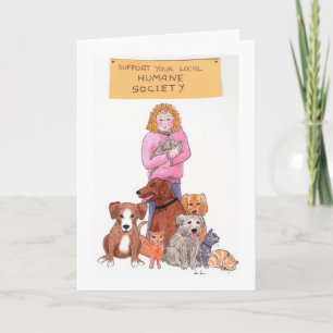 Support Your Local Humane Society Letterpress Thank You Card