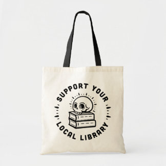 Support your local library book lover tote bag