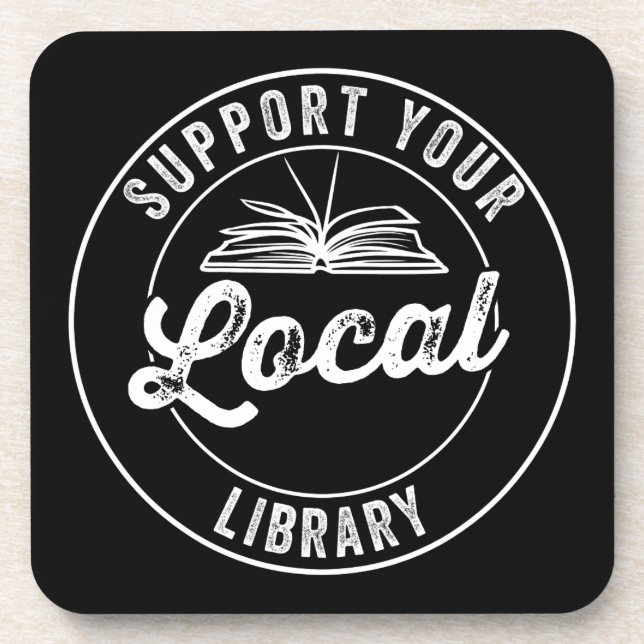 Support Your Local Library Magnet Keychain Beverage Coaster (Front)