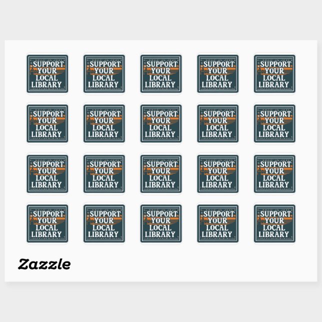 support your local library square sticker (Sheet)