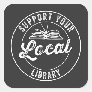 support your local library square sticker