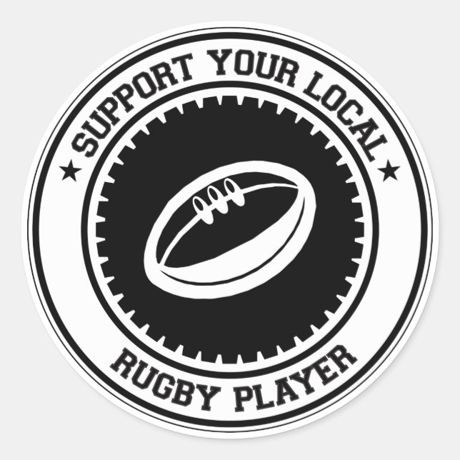 Support Your Local Rugby Player Classic Round Sticker (Front)