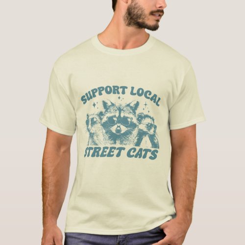 Support Your Local Street Cats Graphic Retro T_Shirt