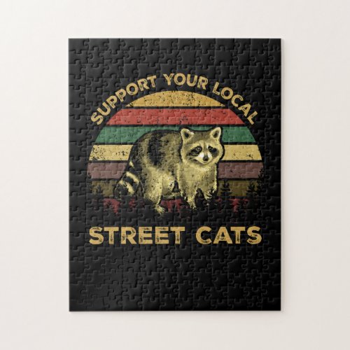 Support Your Local Street Cats Raccoon Vintage Jigsaw Puzzle