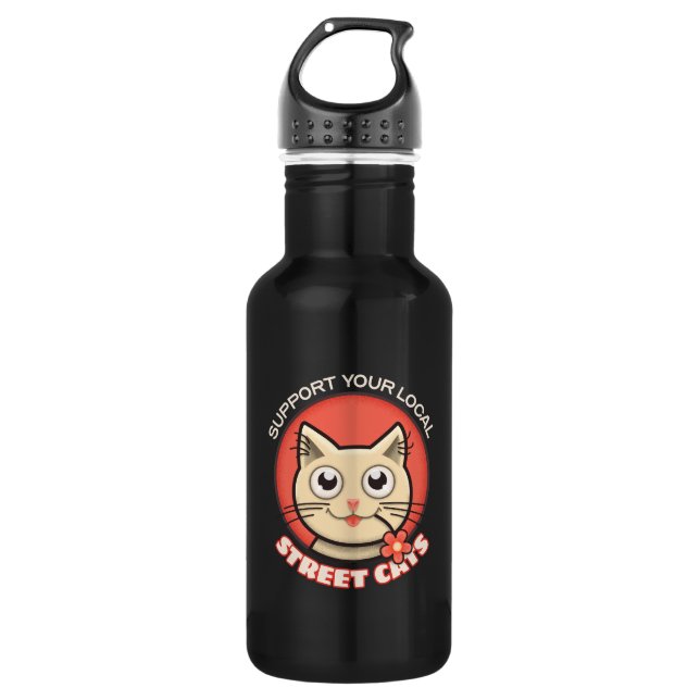 Support Your Local Street Cats Stainless Steel Water Bottle (Front)