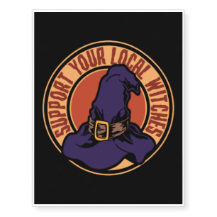 Support Your Local Witches Scary Halloween Witch Temporary Tattoos