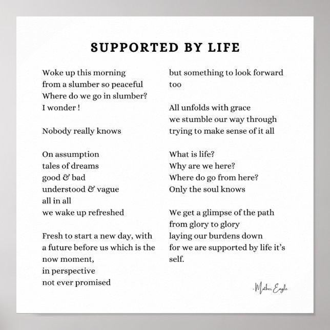 Supported by life self love encouragement poem poster (Front)