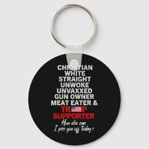 Supporter Christian White Straight Unwoke Unvaxxed Keychain