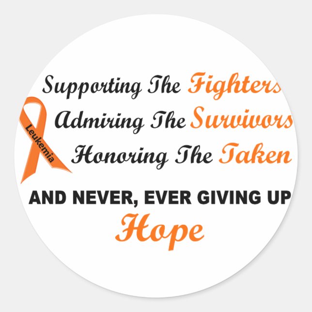 Supporting Admiring Honoring 1 LEUKEMIA Classic Round Sticker (Front)