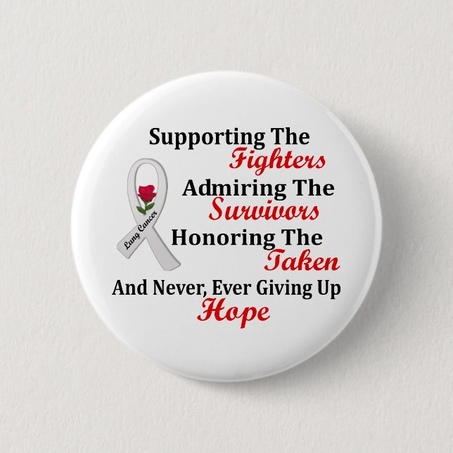 Supporting Admiring Honoring 2 LUNG CANCER Button (Front)