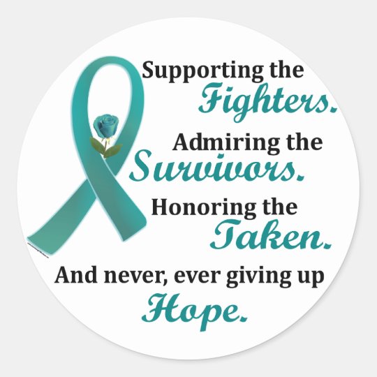 Supporting Admiring Honoring 2 OVARIAN CANCER Classic Round Sticker ...