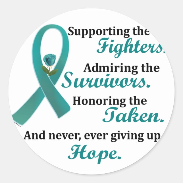 Supporting Admiring Honoring 2 OVARIAN CANCER Classic Round Sticker (Front)