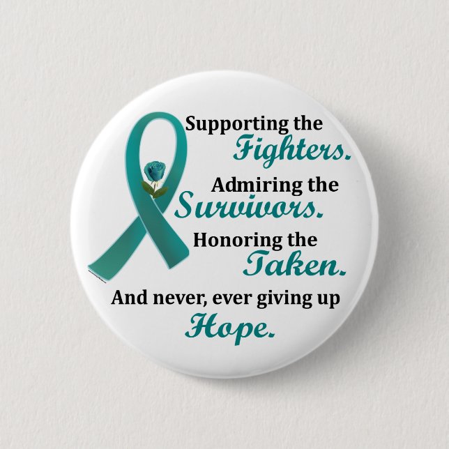 Supporting Admiring Honoring 2 OVARIAN CANCER Pinback Button (Front)