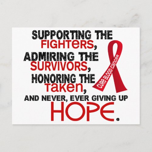 Supporting Admiring Honoring 32 Blood Cancer Postcard