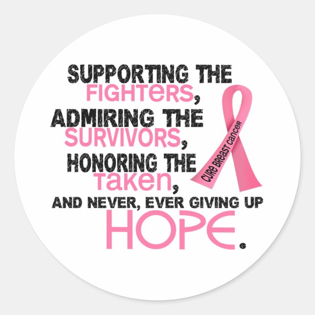 Supporting Admiring Honoring 3.2 Breast Cancer Classic Round Sticker (Front)