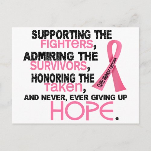 Supporting Admiring Honoring 32 Breast Cancer Postcard