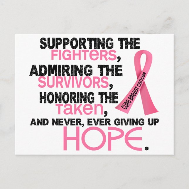 Supporting Admiring Honoring 3.2 Breast Cancer Postcard (Front)