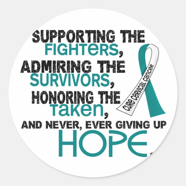Supporting Admiring Honoring 3.2 Cervical Cancer Classic Round Sticker (Front)
