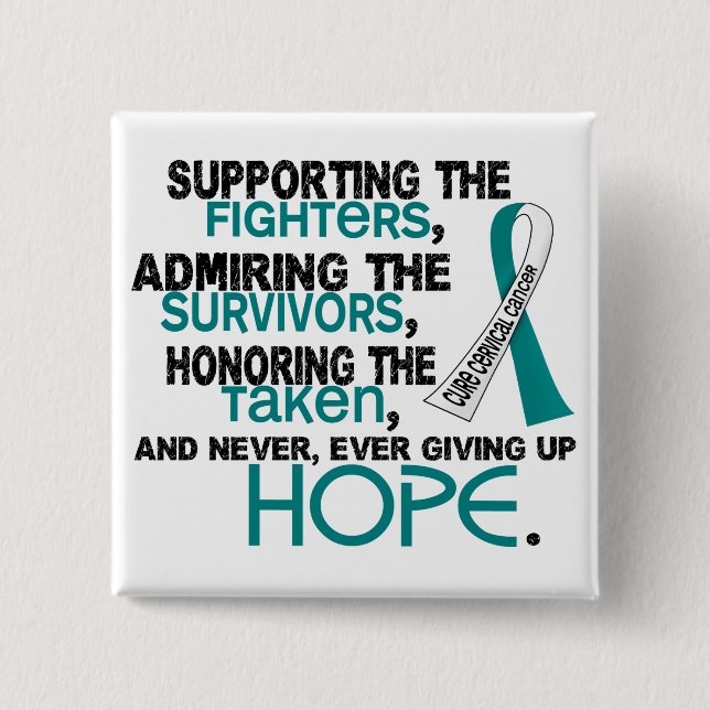 Supporting Admiring Honoring 3.2 Cervical Cancer Pinback Button (Front)