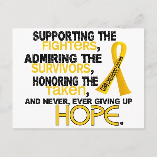Supporting Admiring Honoring 32 Childhood Cancer Postcard