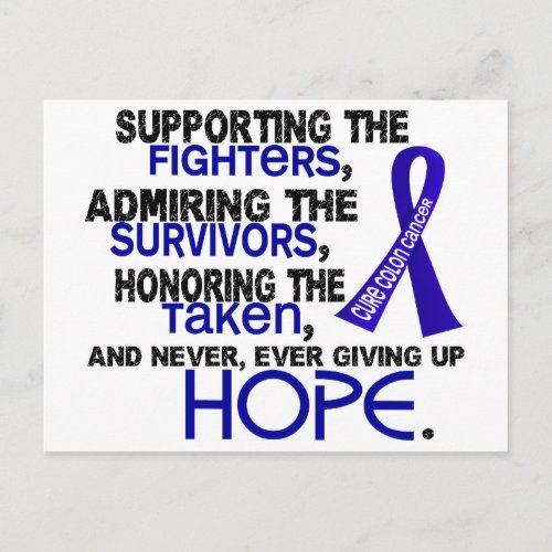 Supporting Admiring Honoring 32 Colon Cancer Postcard