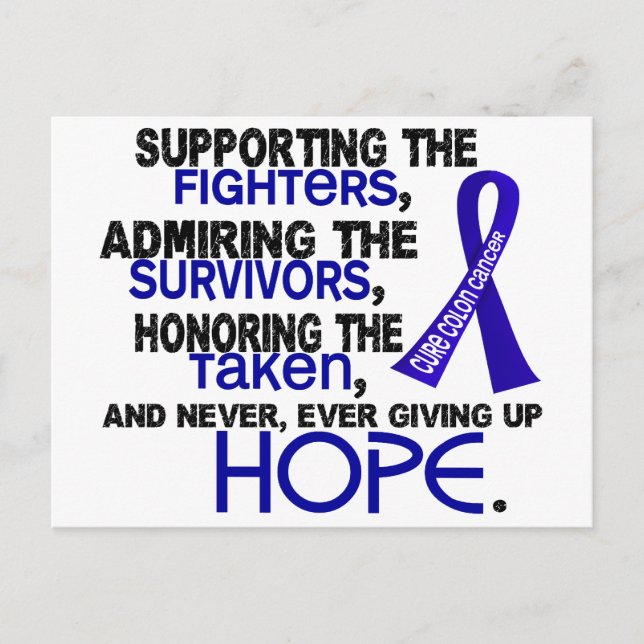 Supporting Admiring Honoring 3.2 Colon Cancer Postcard (Front)