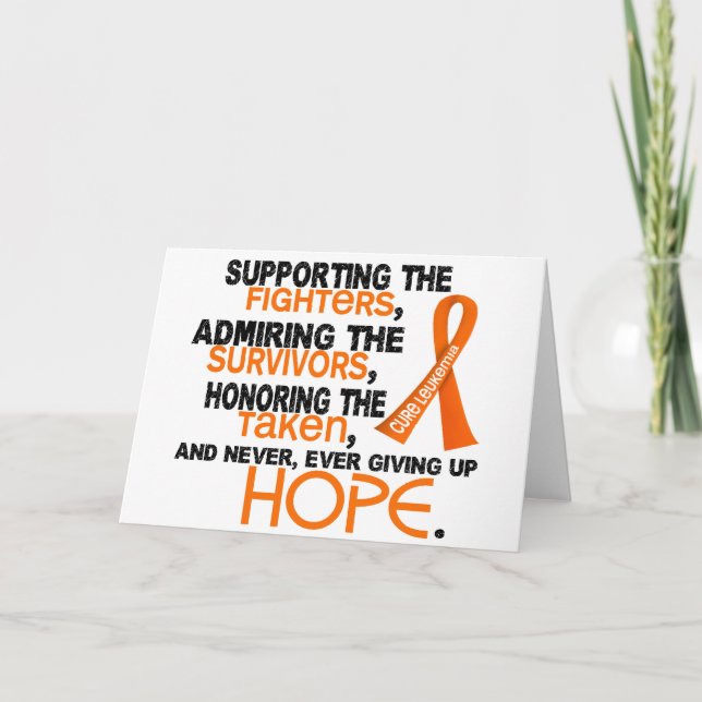 Supporting Admiring Honoring 3.2 Leukemia Card (Front)
