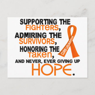 Supporting Admiring Honoring 3.2 Leukemia Postcard