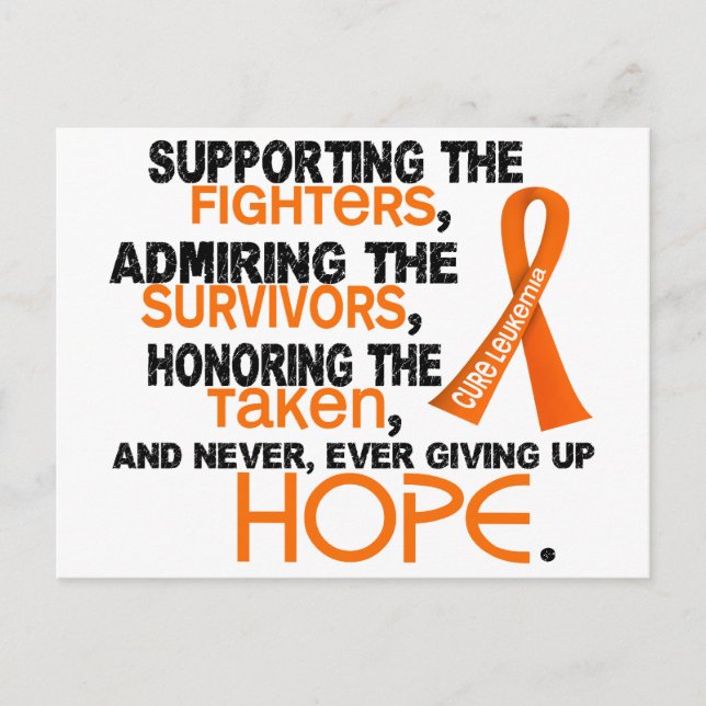 Supporting Admiring Honoring 3.2 Leukemia Postcard (Front)
