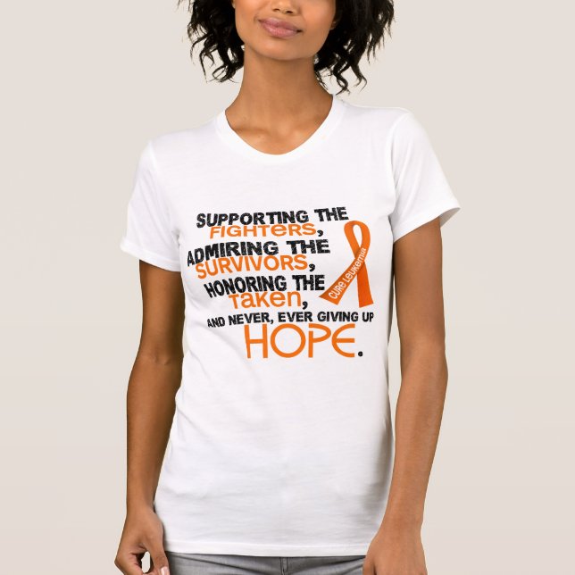 Supporting Admiring Honoring 3.2 Leukemia T-Shirt (Front)