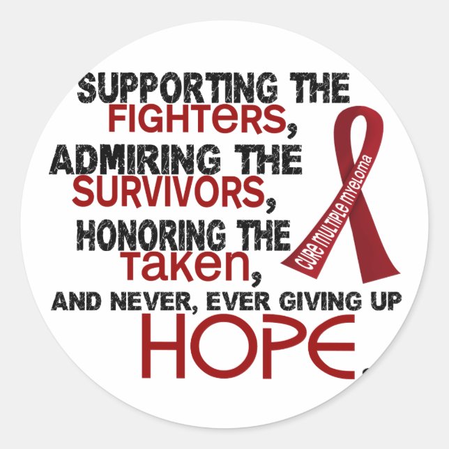 Supporting Admiring Honoring 3.2 Multiple Myeloma Classic Round Sticker (Front)