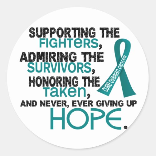 Supporting Admiring Honoring 32 Ovarian Cancer Classic Round Sticker