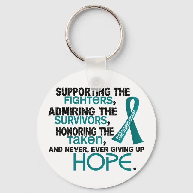 Supporting Admiring Honoring 3.2 Ovarian Cancer Keychain (Front)