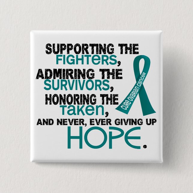 Supporting Admiring Honoring 3.2 Ovarian Cancer Pinback Button (Front)