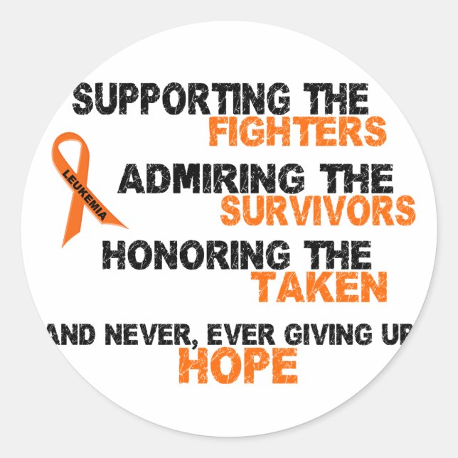 Supporting Admiring Honoring 3 LEUKEMIA Classic Round Sticker (Front)