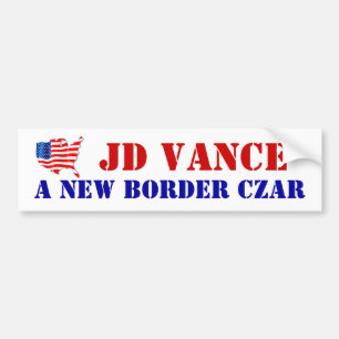 SUPPORTING JD VANCE A NEW BORDER CZAR USA! Flag Bumper Sticker