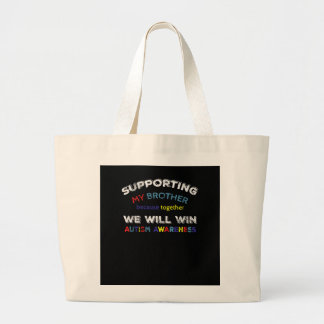 Supporting My Brother Puzzle Autism Awareness   Large Tote Bag