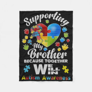 Supporting My Brother Puzzle Autism Awareness Mont Fleece Blanket