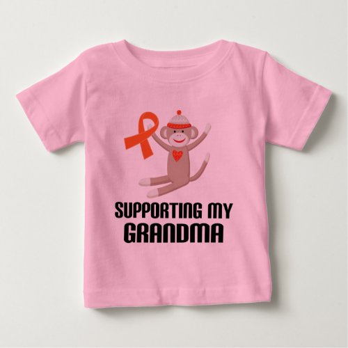 Supporting My Grandma Orange Awareness Ribbon Baby T_Shirt