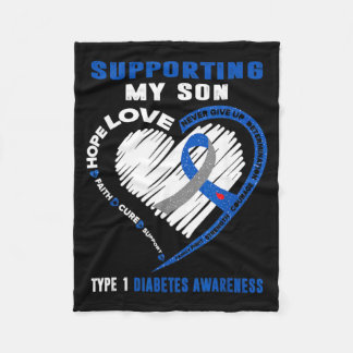 Supporting My Son Type 1 Diabetes Awareness Fleece Blanket