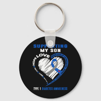 Supporting My Son Type 1 Diabetes Awareness Keychain