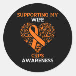 Supporting My Wife Rsd Crps Awareness Month Orange Classic Round Sticker