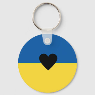 Supporting Ukraine, Ukrainian flag heart Keychain