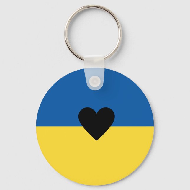 Supporting Ukraine, Ukrainian flag heart  Keychain (Front)