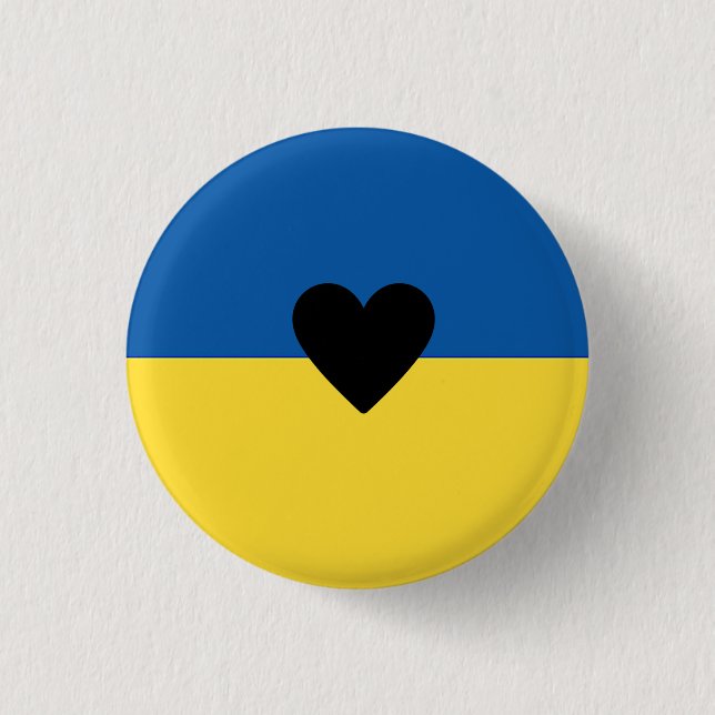 Supporting Ukraine, Ukrainian flag heart  Keychain Button (Front)