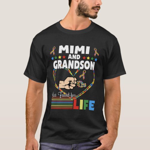 Supportive Autism Awareness Mimi And Grandson T_Shirt